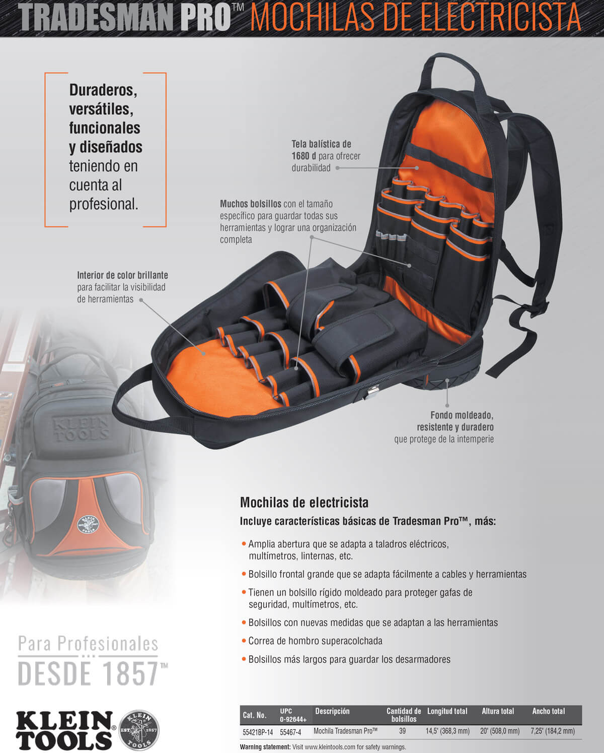 Mochila Electricista Tradesman Klein Tools